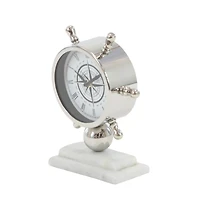 9" Silver Stainless Steel & Ceramic Boat Helm Clock