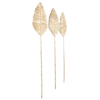 79" Light Brown Bamboo Wood Handmade Palm Leaves, 3ct.
