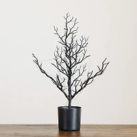 2ft. Pre-Lit Artificial Halloween Black Spooky Twig Tree with 60 Orange & Purple Copper Wire String LED Lights