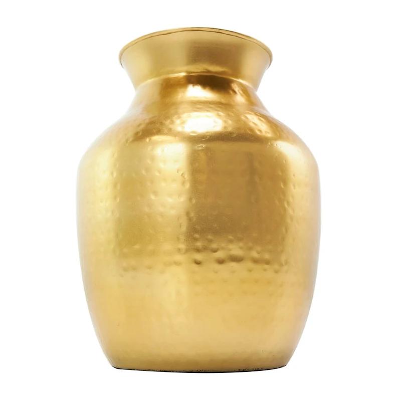 12" Gold Metal Hammered Spotted Vase