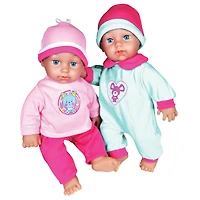 Lissi Dolls 11" Twin Baby Dolls With Twin Jogger Stroller