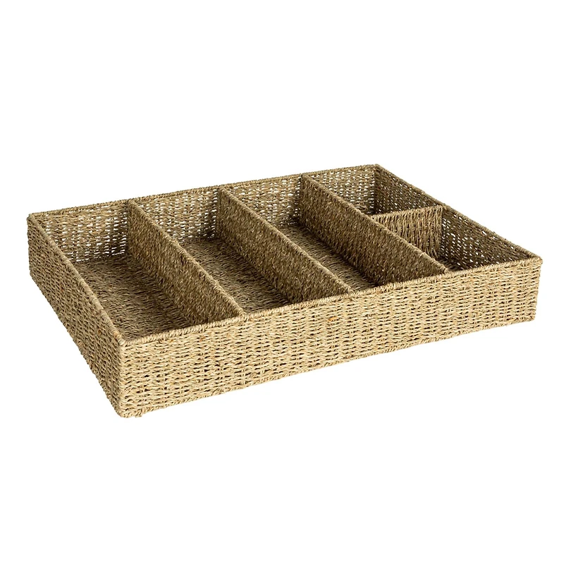 Hello Honey® 32" x 21" Natural 5-Section Handwoven Seagrass Tray