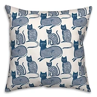 Blue Cat Pattern 18" x 18" Throw Pillow
