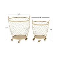 Modern Gold Metallic Rolling Basket Set