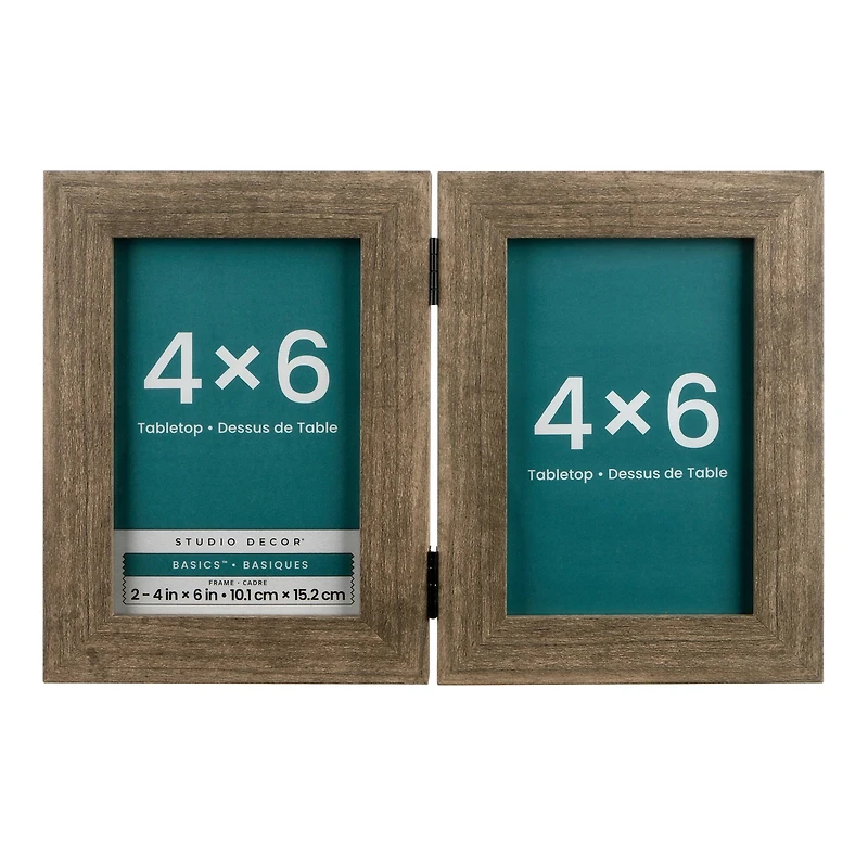 Basics™ 2 Opening 4" x 6" Gray Hinged Frame by Studio Décor®