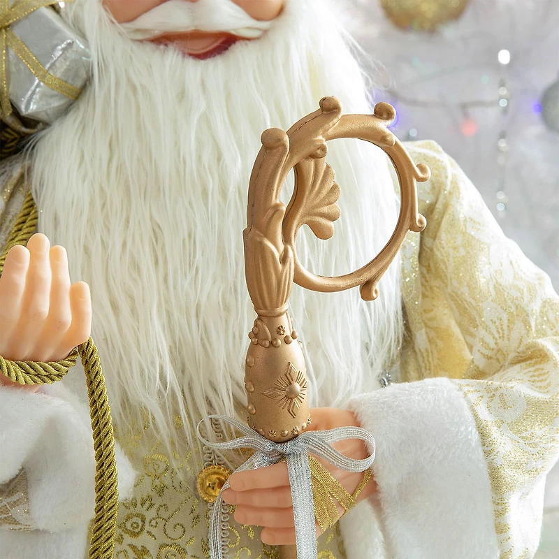 Glitzhome® 35.5" Faux Fur Elegant Christmas Santa Figurine