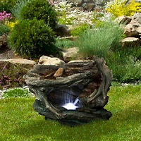 31" LED Woodland Grotto with Stones Outdoor Garden Water Fountain