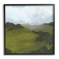 Stupell Industries Thick Green Meadow Landscape Cloudy Hazy Sky in Frame Wall Art