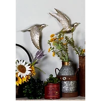Silver Polystone Farmhouse Birds Wall Decor Set
