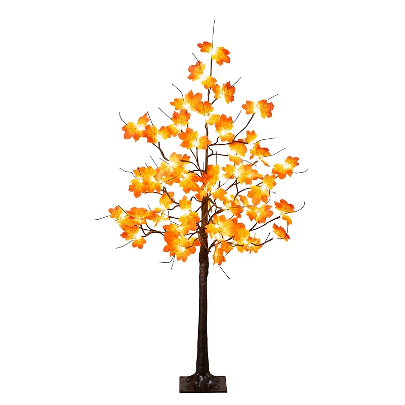 4ft. Pre-Lit Minimalist Autumn Maple Artificial Fall Tree with 56 Warm White LED Lights