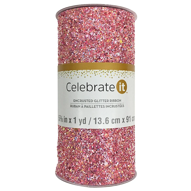 5.375" x 1yd. Encrusted Glitter Ribbon by Celebrate It®