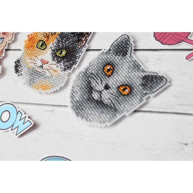 MP Studia Who Said Meow? Magnets Plastic Canvas Counted Cross Stitch Kit