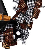 24'' Unlit Orange and Black Witch with Bows Halloween Wreath