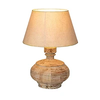 Hello Honey® 18" Whitewashed Reclaimed Wood Pot Table Lamp with Cotton Shade