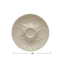 Hello Honey® 10" Matte White Round Stoneware Oyster Plate