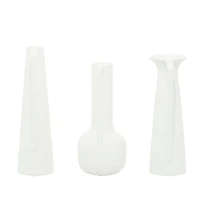 CosmoLiving by Cosmopolitan Set of 3 White Ceramic Modern Vase, 13", 12", 11"