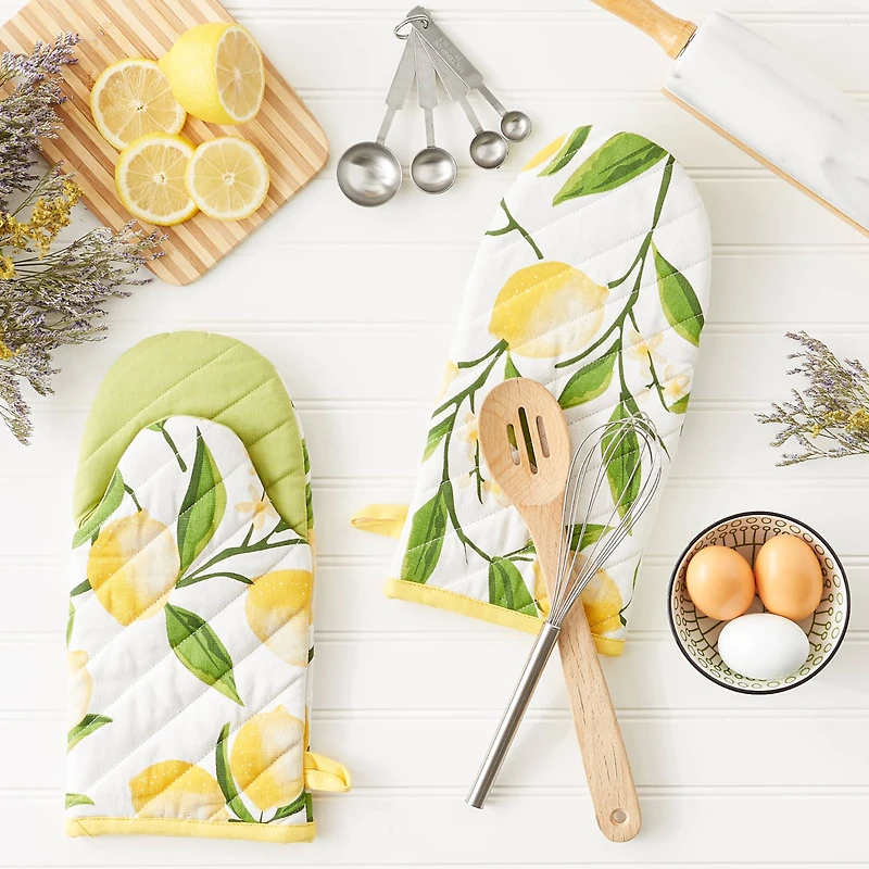 DII® Lemon Bliss Print Oven Mitt Set