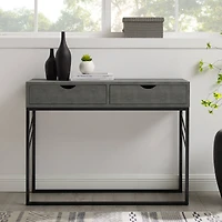 Walker Edison Gray 2-Drawer Faux Shagreen Entry Table