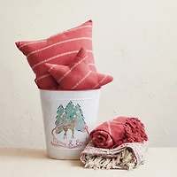 Hello Honey® 16" Red & White Stripes Star-Shaped Brushed Flannel Throw Pillow