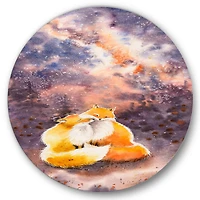 Designart - Hugging Foxes Over A Night Sky