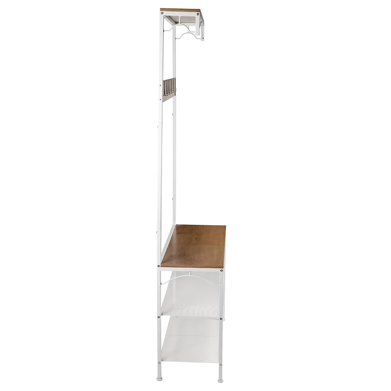 Honey Can Do White/Natural Coat Rack Bench