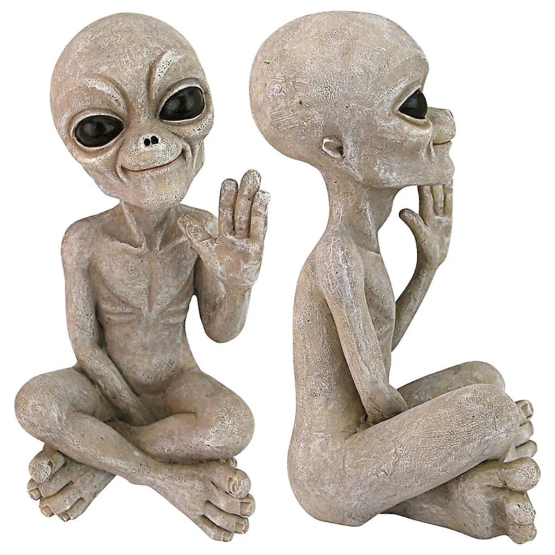 Design Toscano 8.5" Greetings Earthlings UFO Alien Statues, 2ct.