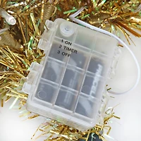 3ft. Pre-Lit Be Merry Gold Artificial Christmas Tree in Lattice Planter, Warm White LED Lights