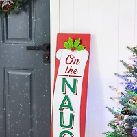 Glitzhome® 3.5ft. Double-Sided Wooden Naughty & Nice List Porch Sign