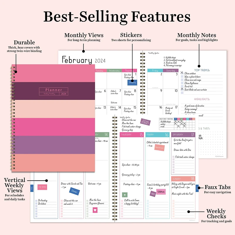 TF Publishing 2024 Pink Plum Blush & Petal Large Planner