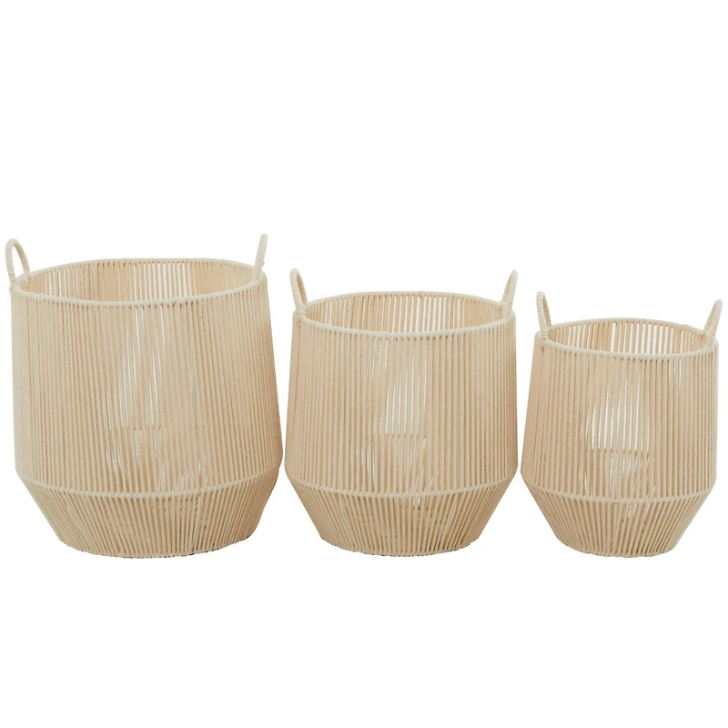 Cotton Handmade Storage Basket with Handles Set of 3 18", 16