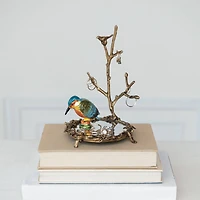 Hello Honey® 8.25" Gold Antique Pewter Jewelry Holder with Bird Detail