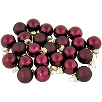24ct. 1" Shiny & Matte Red Glass Ball Ornaments 