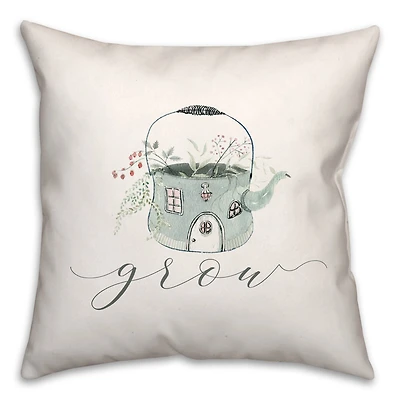 Grow Teapot Floral 18" x 18" Throw Pillow