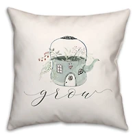 Grow Teapot Floral 18" x 18" Throw Pillow