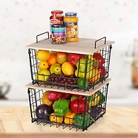 NEX™ Kitchen Countertop Storage Basket with Wood Lid, 2ct.