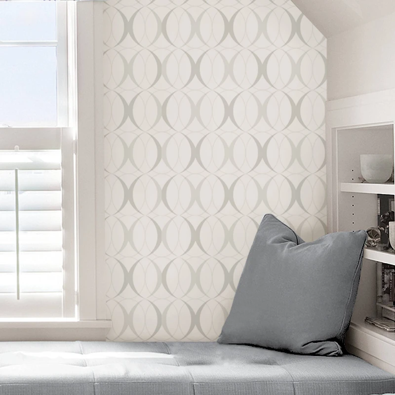 NuWallpaper Circulate Light Silver Peel & Stick Wallpaper