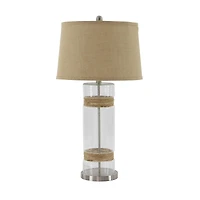 Set of 2 Silver Glass Rustic Table Lamp, 31"