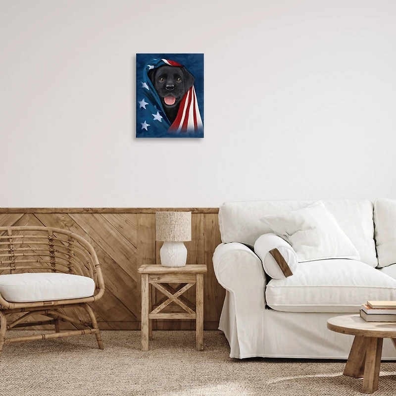 Stupell Industries Labrador & American Flag Canvas Wall Art