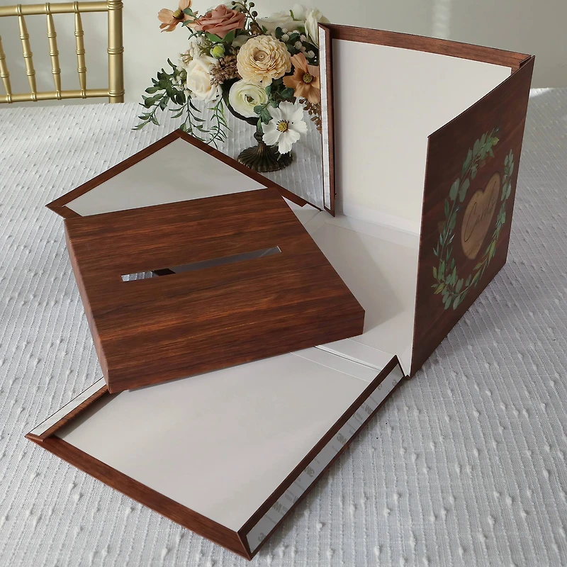Kate Aspen® Rustic Brown Faux Wood Print Card Box