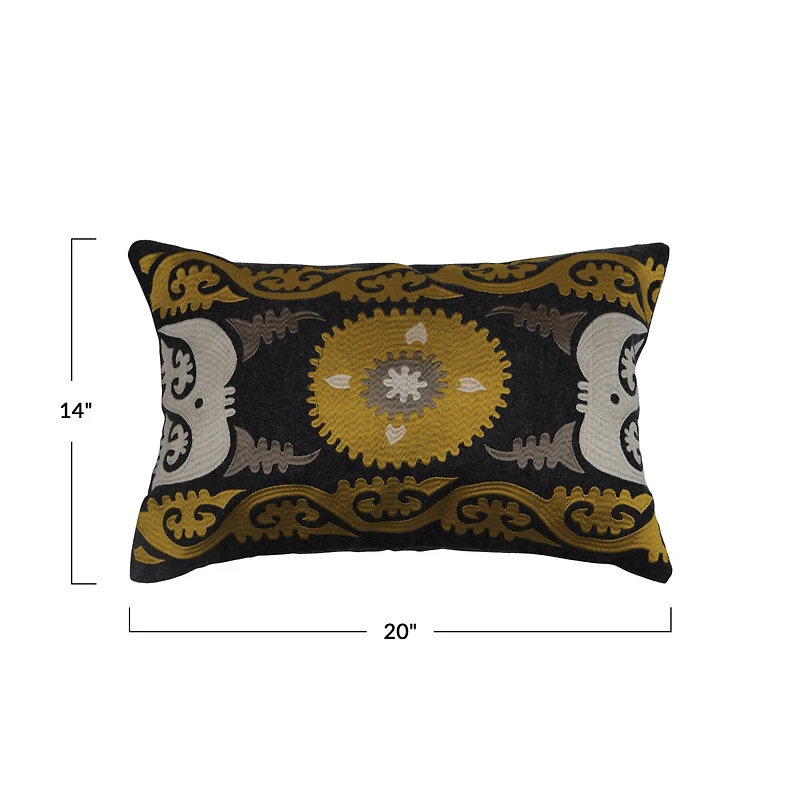 Hello Honey® Wool Blend Embroidered Lumbar Pillow