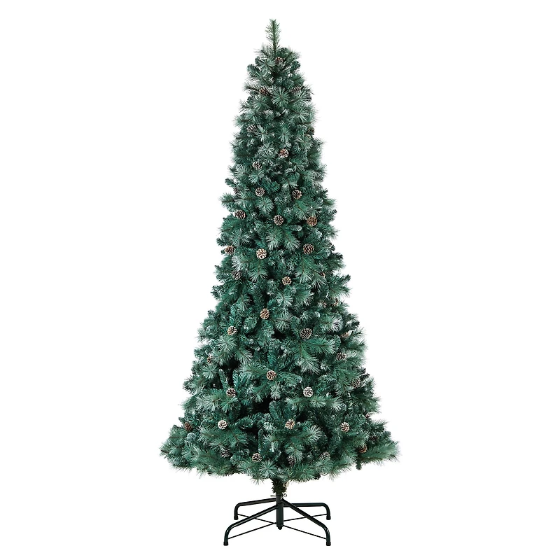 9ft. Pre-Lit Frosted British Columbia Mountain Pine Artificial Christmas Tree, Clear Lights