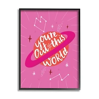 Stupell Industries You're Out of This World Phrase Valentine Pink Planet in Frame Wall Art