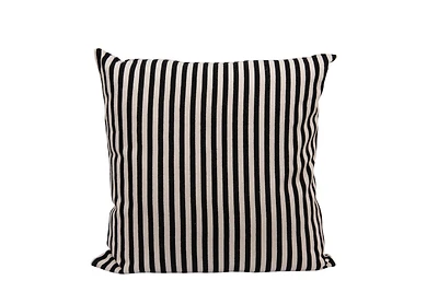 Hello Honey® Black and Cream Woven Cotton Striped Pillow