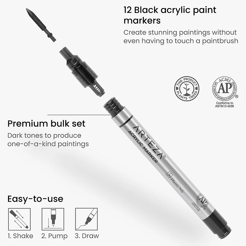 Arteza® Black Extra Fine Acrylic Paint Markers