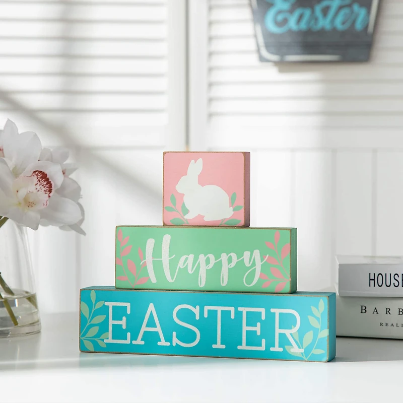 Glitzhome® 9.5" Wooden Easter Block Table Décor