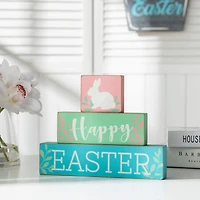 Glitzhome® 9.5" Wooden Easter Block Table Décor