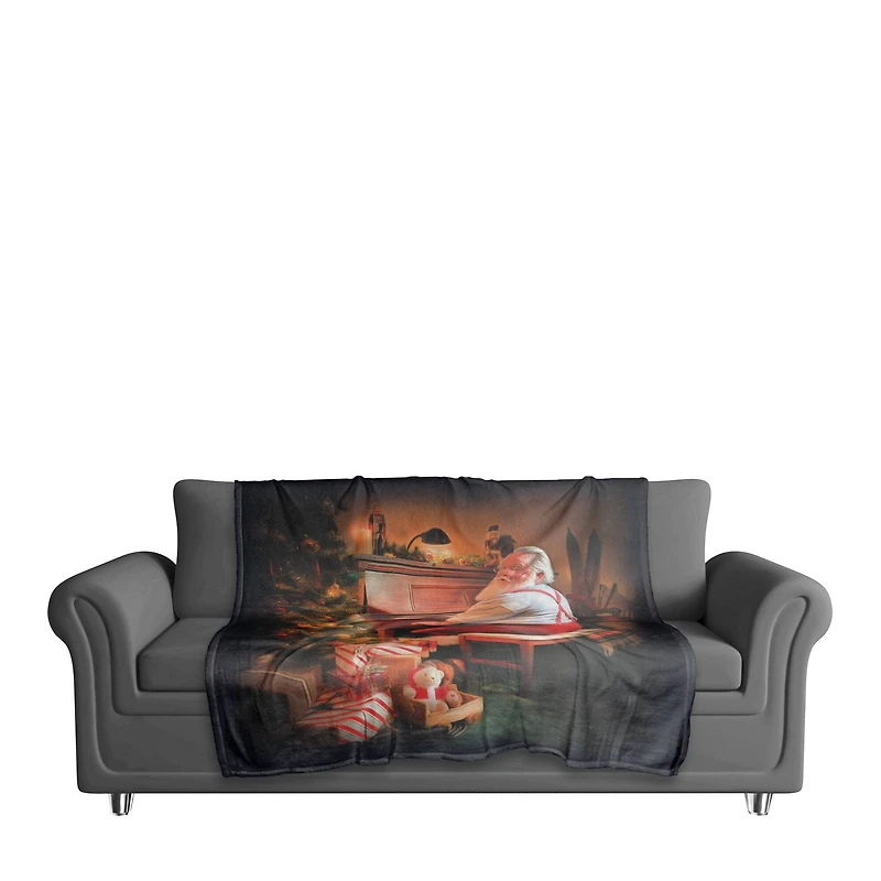 Painted Santa On Piano 50x60 Coral Fleece Blanket