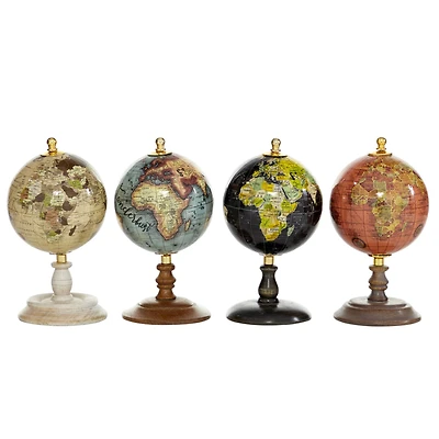 7" Multicolored Metal Traditional Globes Set