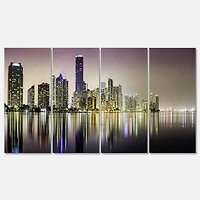 Designart - Miami Downtown Night Panorama