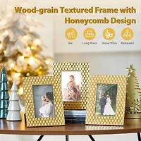 Glitzhome® 3 Pack 4" x 6" Gold Honeycomb Resin Tabletop Picture Frames